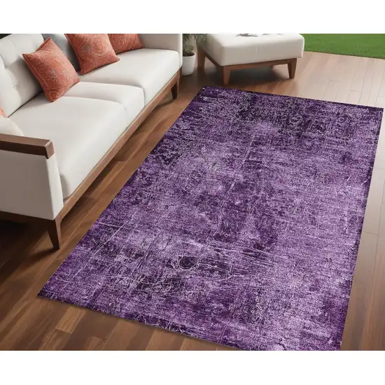 Purple Abstract Washable Non Skid Indoor Outdoor Area Rug Photo 1