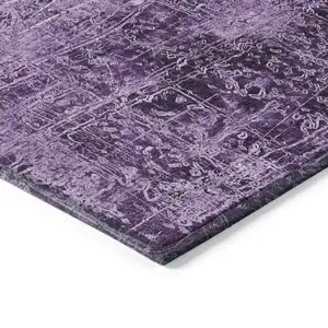 Photo of Purple Abstract Washable Non Skid Indoor Outdoor Area Rug