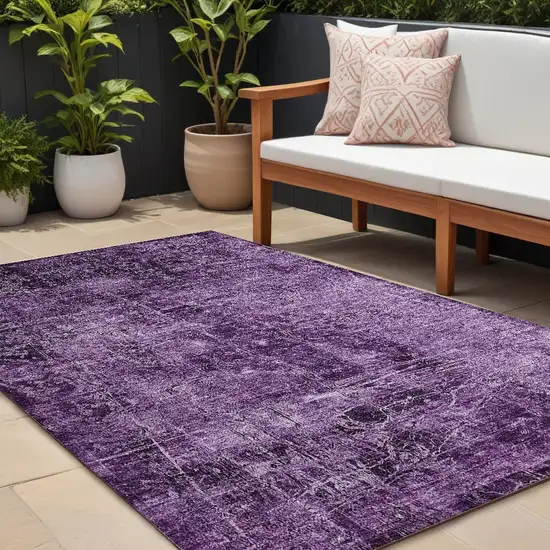 Purple Abstract Washable Non Skid Indoor Outdoor Area Rug Photo 1