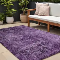 Photo of Purple Abstract Washable Non Skid Indoor Outdoor Area Rug