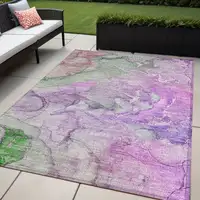 Photo of Purple Abstract Washable Non Skid Indoor Outdoor Area Rug