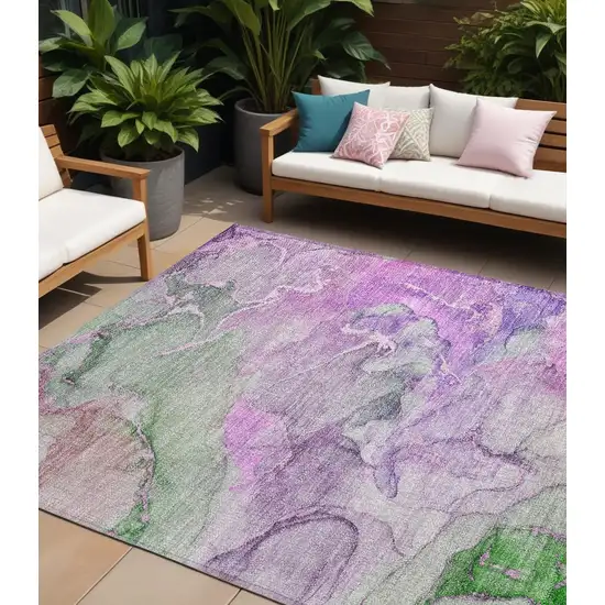 Purple Abstract Washable Non Skid Indoor Outdoor Area Rug Photo 1