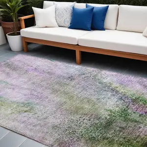 Photo of Purple Abstract Washable Non Skid Indoor Outdoor Area Rug