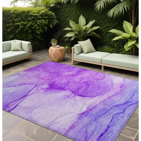 Purple Abstract Washable Non Skid Indoor Outdoor Area Rug Photo 1