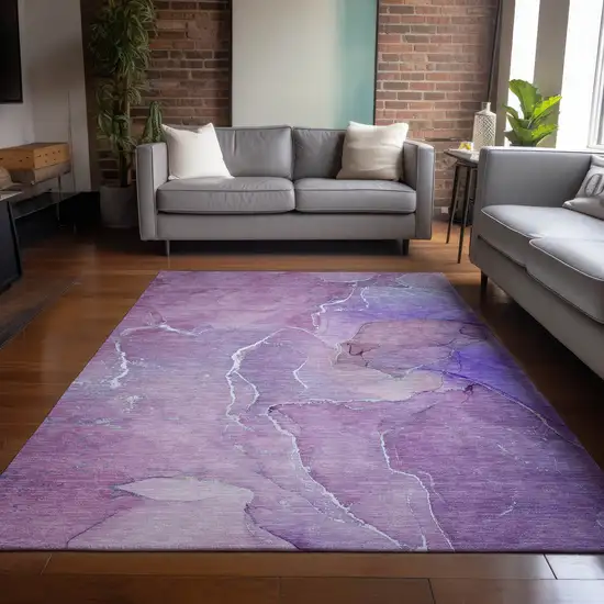 Purple Abstract Washable Non Skid Indoor Outdoor Area Rug Photo 9