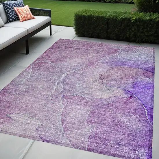 Purple Abstract Washable Non Skid Indoor Outdoor Area Rug Photo 1