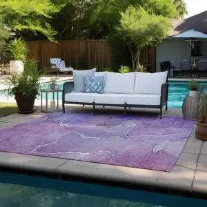 Photo of Purple Abstract Washable Non Skid Indoor Outdoor Area Rug