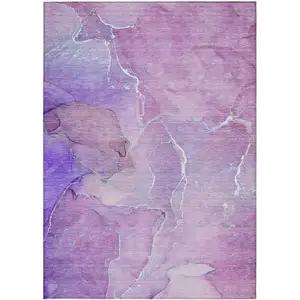 Photo of Purple Abstract Washable Non Skid Indoor Outdoor Area Rug