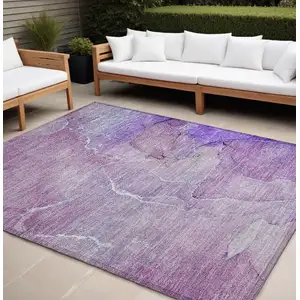 Photo of Purple Abstract Washable Non Skid Indoor Outdoor Area Rug