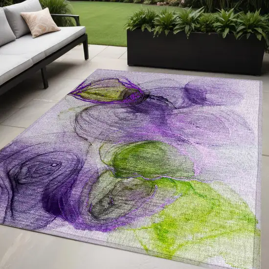 Purple Abstract Washable Non Skid Indoor Outdoor Area Rug Photo 1