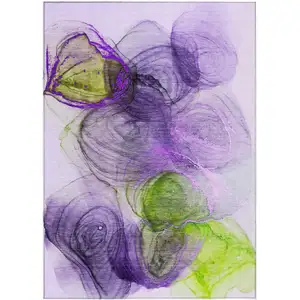 Photo of Purple Abstract Washable Non Skid Indoor Outdoor Area Rug