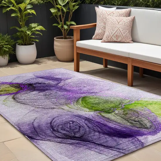 Purple Abstract Washable Non Skid Indoor Outdoor Area Rug Photo 1