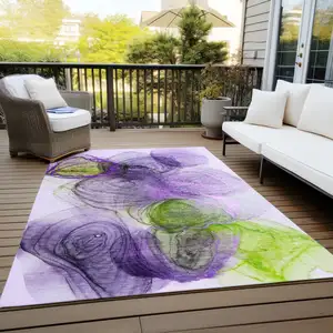 Photo of Purple Abstract Washable Non Skid Indoor Outdoor Area Rug