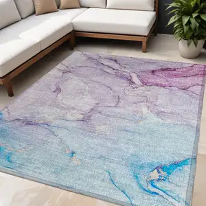 Photo of Purple Abstract Washable Non Skid Indoor Outdoor Area Rug