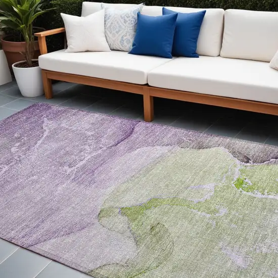 Purple Abstract Washable Non Skid Indoor Outdoor Area Rug Photo 1