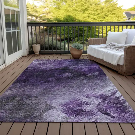 Purple Abstract Washable Non Skid Indoor Outdoor Area Rug Photo 7