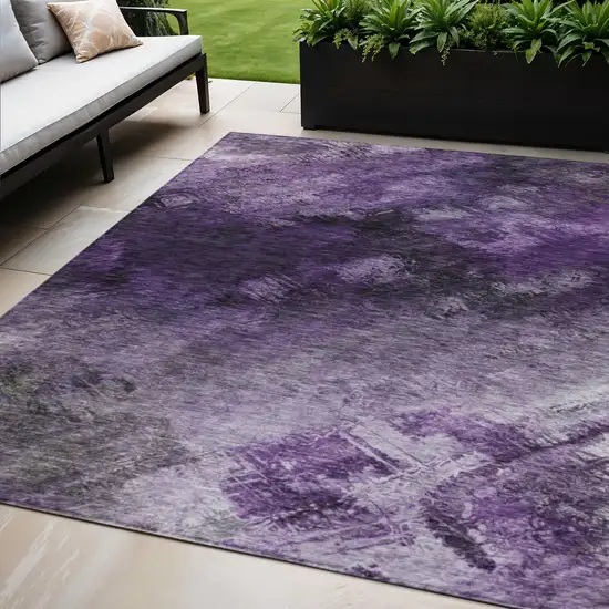 Purple Abstract Washable Non Skid Indoor Outdoor Area Rug Photo 1