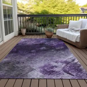 Photo of Purple Abstract Washable Non Skid Indoor Outdoor Area Rug