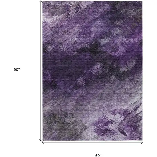 Purple Abstract Washable Non Skid Indoor Outdoor Area Rug Photo 3