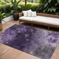 Photo of Purple Abstract Washable Non Skid Indoor Outdoor Area Rug