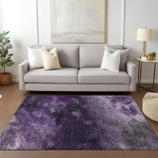 Purple Abstract Washable Non Skid Indoor Outdoor Area Rug Photo 8