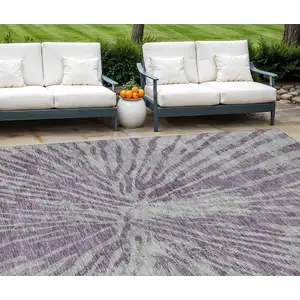 Photo of Purple And Gray Abstract Washable Indoor Outdoor Area Rug