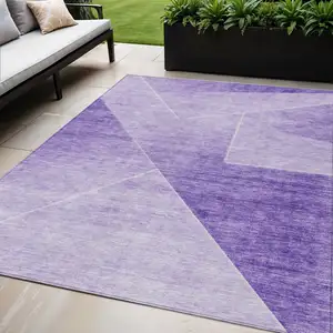 Photo of Purple And Ivory Abstract Washable Indoor Outdoor Area Rug