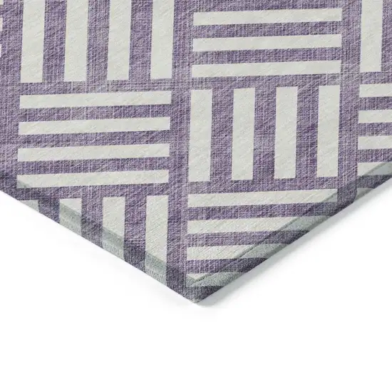 Purple And Ivory Geometric Washable Indoor Outdoor Area Rug Photo 4