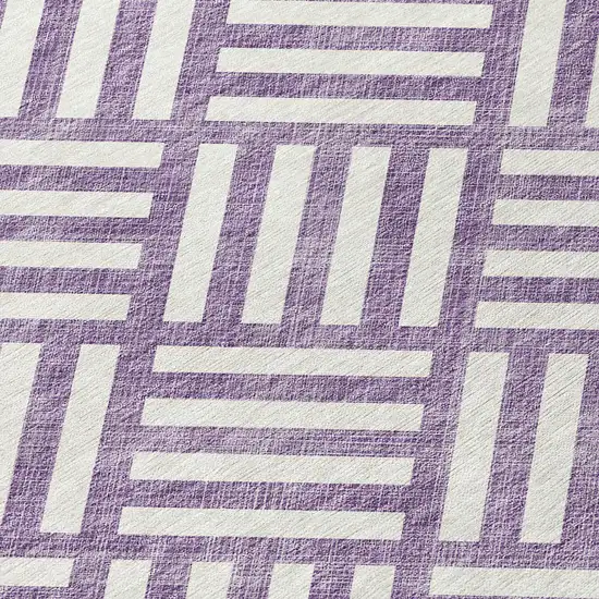 Purple And Ivory Geometric Washable Indoor Outdoor Area Rug Photo 5