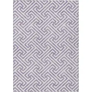 Photo of Purple And Ivory Geometric Washable Indoor Outdoor Area Rug