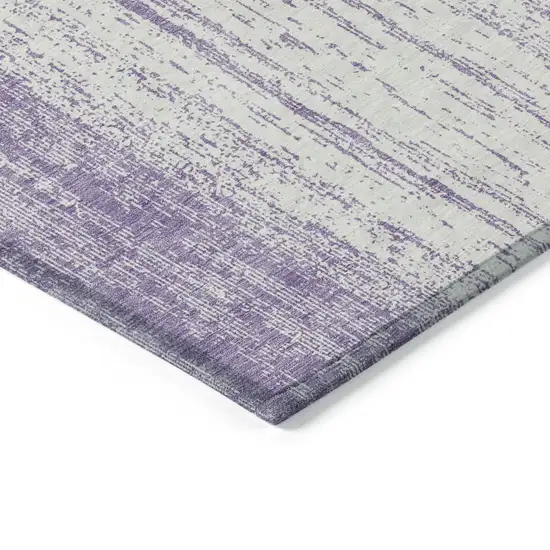 Purple And Ivory Striped Washable Indoor Outdoor Area Rug Photo 5