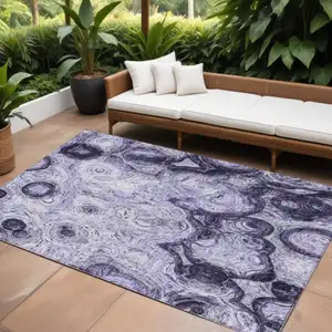 Photo of Purple And Lavender Abstract Washable Indoor Outdoor Area Rug