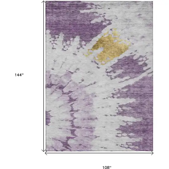 Purple And Lavender Abstract Washable Indoor Outdoor Area Rug Photo 3