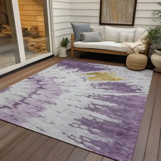 Purple And Lavender Abstract Washable Indoor Outdoor Area Rug Photo 6