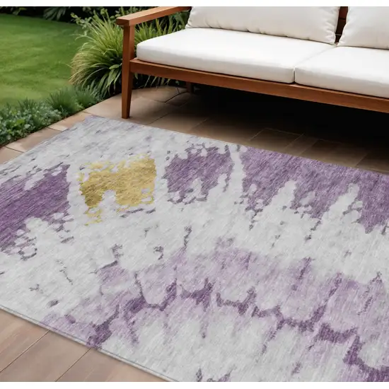 Purple And Lavender Abstract Washable Indoor Outdoor Area Rug Photo 1