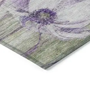 Photo of Purple And Lavender Floral Washable Indoor Outdoor Area Rug