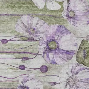 Photo of Purple And Lavender Floral Washable Indoor Outdoor Area Rug