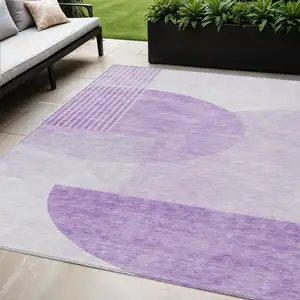 Photo of Purple And Lavender Geometric Washable Indoor Outdoor Area Rug