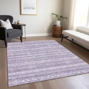 Photo of Purple And Lavender Southwestern Washable Indoor Outdoor Area Rug