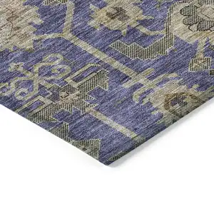 Photo of Purple Beige And Taupe Oriental Washable Indoor Outdoor Area Rug