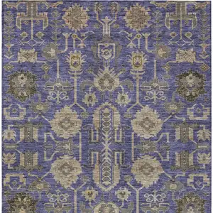 Photo of Purple Beige And Taupe Oriental Washable Indoor Outdoor Area Rug