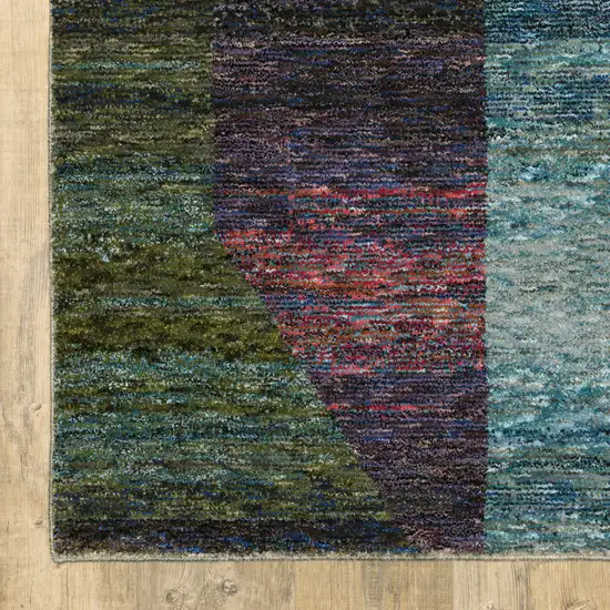 Purple Blue Teal Gold Green Red And Pink Geometric Power Loom Stain Resistant Area Rug Photo 8