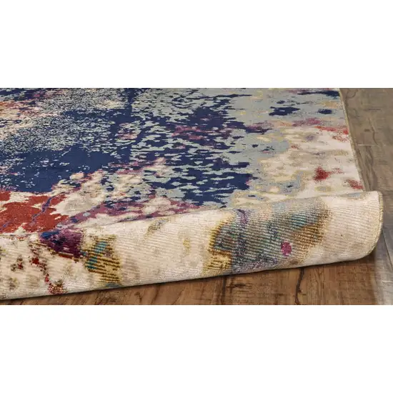 Purple Blue and Ivory Abstract Power Loom Area Rug Photo 9