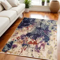 Photo of Purple Blue and Ivory Abstract Power Loom Area Rug