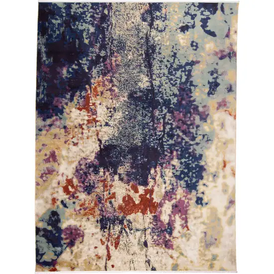 Purple Blue and Ivory Abstract Power Loom Area Rug Photo 2