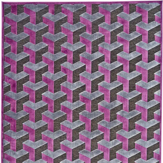 Purple Brown and Gray Geometric Power Loom Area Rug Photo 7