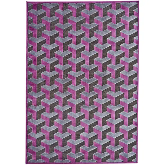 Purple Brown and Gray Geometric Power Loom Area Rug Photo 4