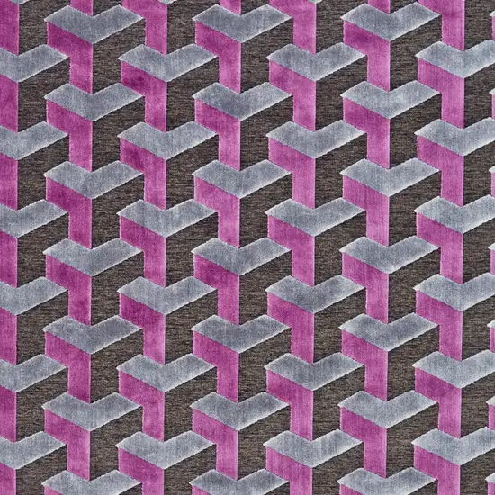 Purple Brown and Gray Geometric Power Loom Area Rug Photo 6