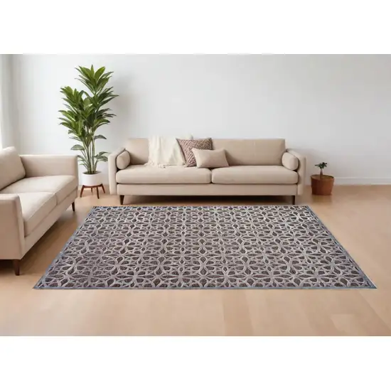 Purple Brown and Gray Geometric Power Loom Area Rug Photo 1