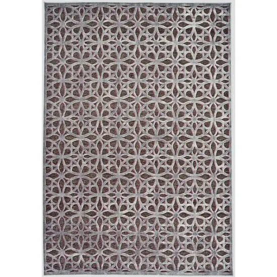 Purple Brown and Gray Geometric Power Loom Area Rug Photo 6